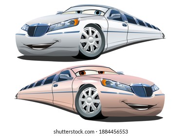 Cartoon limousines isolated on white background. Available EPS-10 vector format separated by groups and layers with transparency effects for one-click repaint