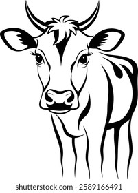 cartoon Line art Cow vector illustration eps