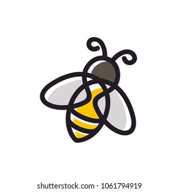 Cartoon Line Art Honey Bee Bumblebee logo clip art design	