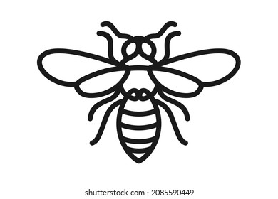 Cartoon Line Art Honey Bee Bumblebee logo clip art design