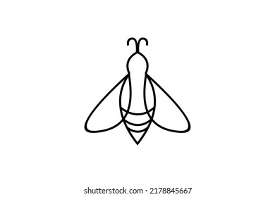 Cartoon Line Art Honey Bee Bumblebee logo clip art design