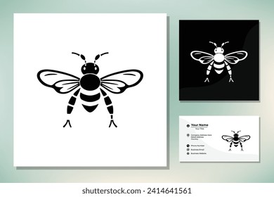 Cartoon Line Art Honey Bee Bumblebee logo 