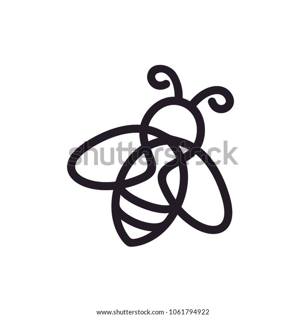 Cartoon Line Art Honey Bee Bumblebee Stock Vector (royalty Free) 1061794922