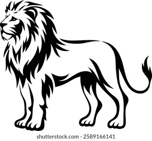 cartoon Line art Lion vector illustration eps