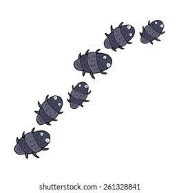 cartoon line of bugs