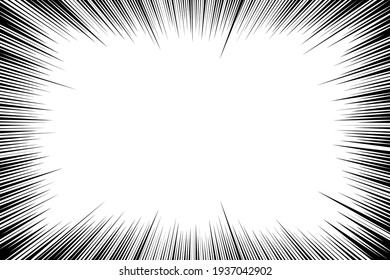 Cartoon Line. Comic Lines. Concentrated Emphasis. Speed Effect. Anime Focus Isolated On White Background. Radial Pattern. Accent Attention. Action Radiation. Bg Material. Monochrome Texture. Vector