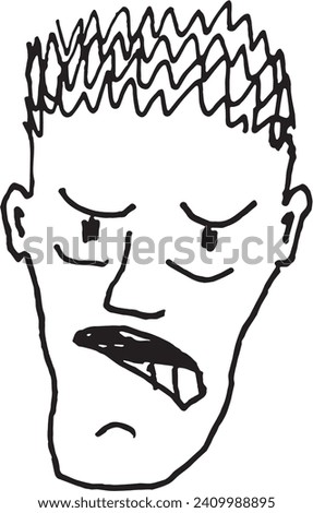 Cartoon line drawing of an angry man