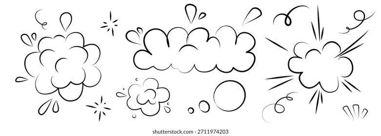 Cartoon line effects icon set. Manga speed elements, movement, burst, sketched motion. Comic surprise element collection, hand drawn angry vector shapes