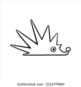 cartoon line sketch hedgehog vector illustration