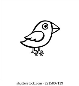 cartoon line sketch little bird, chick, sparrow vector illustration