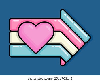 cartoon line style illustration of heart with rainbow symbolizes diversity. Clip art can be used for t shirt, clothing, print, banner, invitation, party card, sticker, pillow