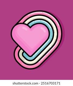 cartoon line style illustration of heart with a rainbow symbolizes sustainability in relationships. Clip art can be used for t shirt, clothing, print, banner, invitation, party card, sticker, pillow