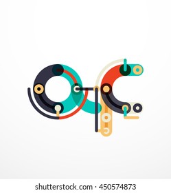 Cartoon linear letters icons. Modern funny logo concept