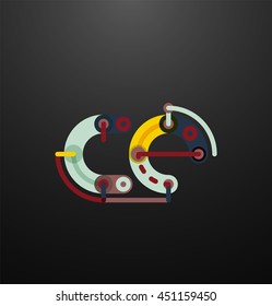 Cartoon linear letters icons. Modern funny logo concept