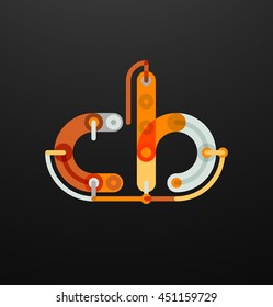 Cartoon linear letters icons. Modern funny logo concept