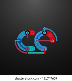 Cartoon linear letters icons. Modern funny logo concept