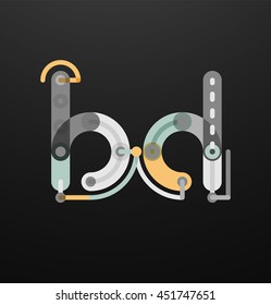Cartoon linear letters icons. Modern funny logo concept