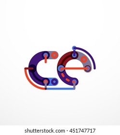 Cartoon linear letters icons. Modern funny logo concept