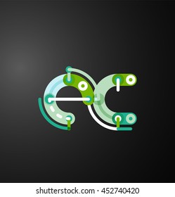 Cartoon linear letters icons. Modern funny logo concept