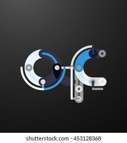 Cartoon linear letters icons. Modern funny logo concept