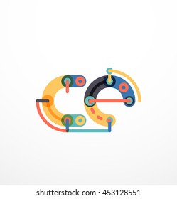 Cartoon linear letters icons. Modern funny logo concept