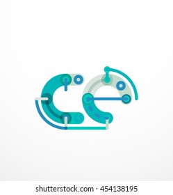 Cartoon linear letters icons. Modern funny logo concept