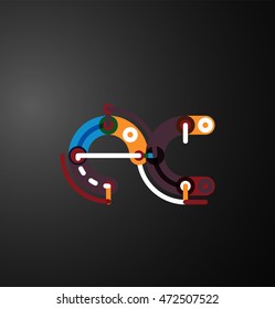 Cartoon linear letters icons. Modern funny logo concept