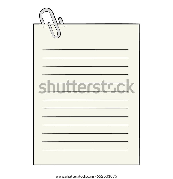 Cartoon Lined Paper Paperclip Stock Vector (Royalty Free) 652531075 ...