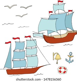 Cartoon lines art. Vector hand draw illustration EPS10.
