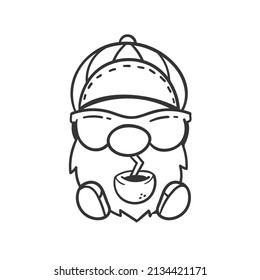 cartoon lines Summer gnomes in fruit costumes coloring book for kids
