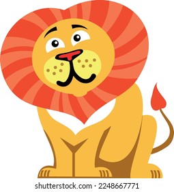 Cartoon lion. African safari cat. Animal icon