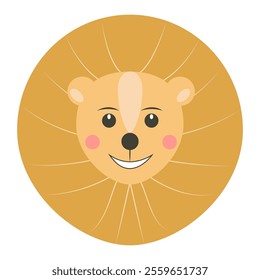 Cartoon lion character with a happy expression and round shape.