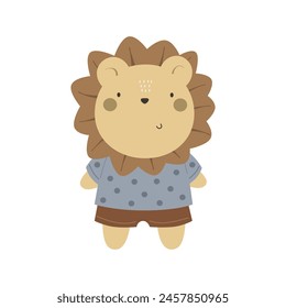 Cartoon lion. Colorful vector illustration, flat style. design for greeting cards, print, poster, baby shower
