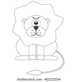 cartoon lion for coloring book
