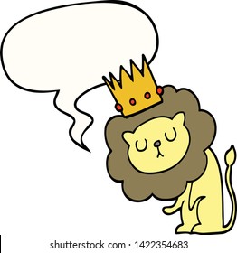 cartoon lion with crown with speech bubble