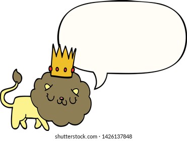 cartoon lion with crown with speech bubble