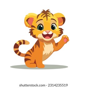 Cartoon lion cub on a white background. Vector illustration