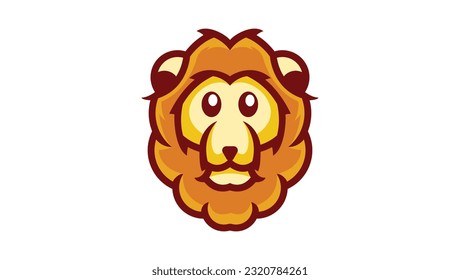plantilla de diseño vectorial del logotipo de la cara del león de dibujos animados
