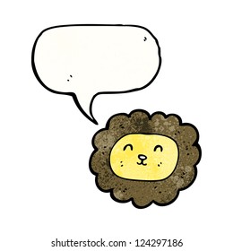 cartoon lion face with speech bubble