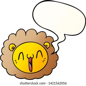 cartoon lion face with speech bubble in smooth gradient style