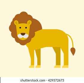 cartoon lion in flat style