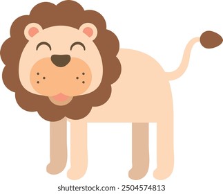 Cartoon lion with a friendly expression, standing pose, and detailed mane.