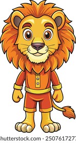 Cartoon Lion Full Body Vector Illustration Art