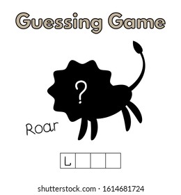 Cartoon lion guessing game. Vector illustration for children education