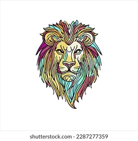 Cartoon lion head hand drawn vector design