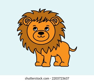 Cartoon Lion icon illustration template for many purpose. Drawing lesson for children. Vector illustration	