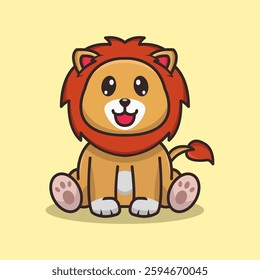 Cartoon lion illustrated in vector on white background