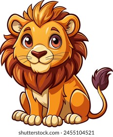 Cartoon Lion Illustration of Wildlife Animal