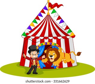 Cartoon Lion Jumping Through Ring Circus Stock Vector (Royalty Free ...