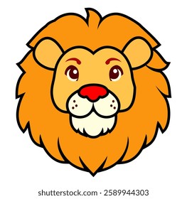 Cartoon Lion King Head Vectors Illustration